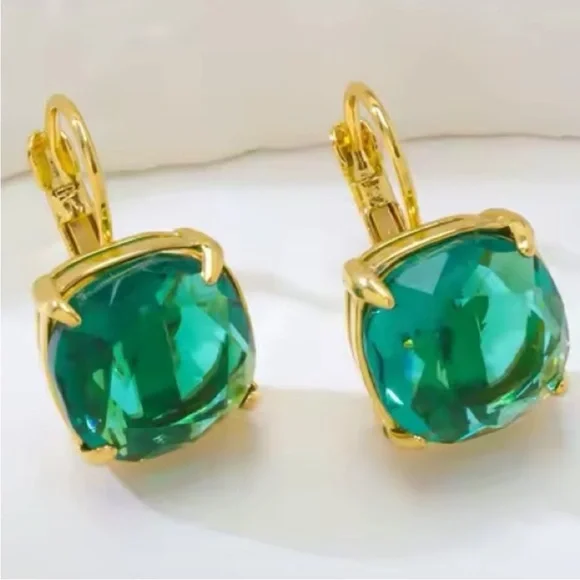 Kate Spade New York ♠️ emerald green jewelled drop earrings - Picture 3 of 10